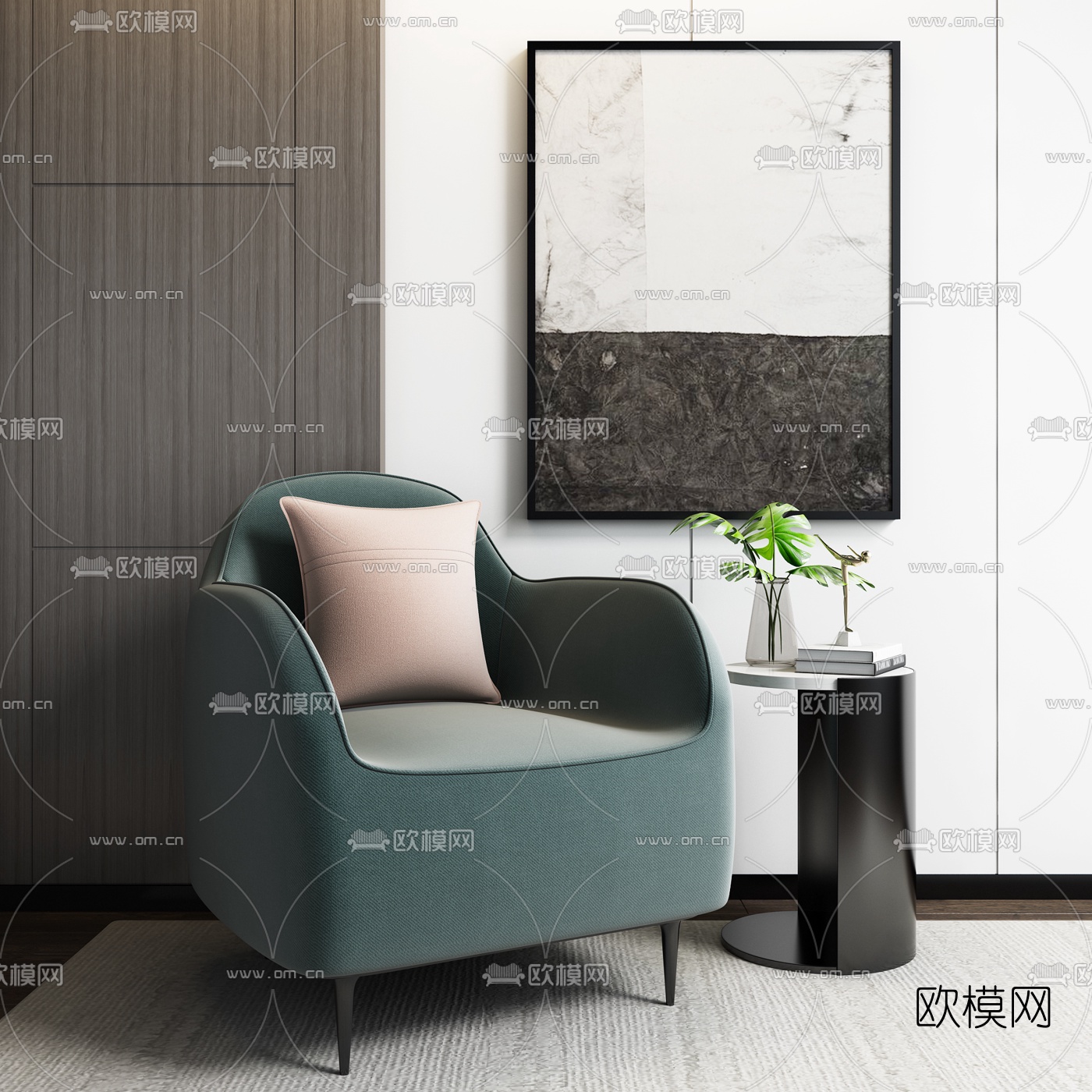 现代布艺休闲沙发3d模型下载