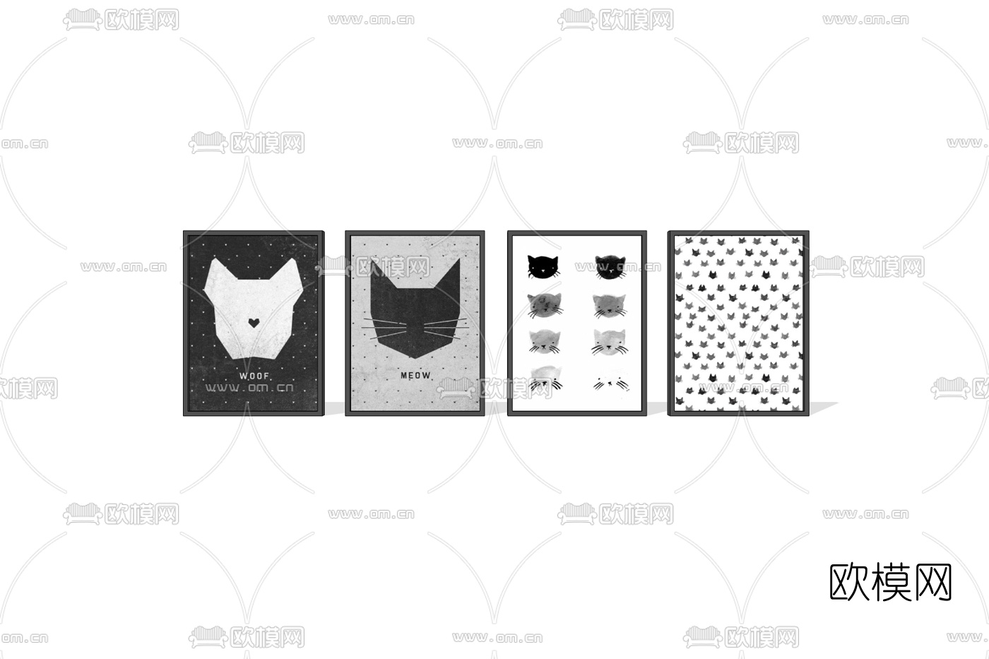 现代装饰挂画免费su模型下载