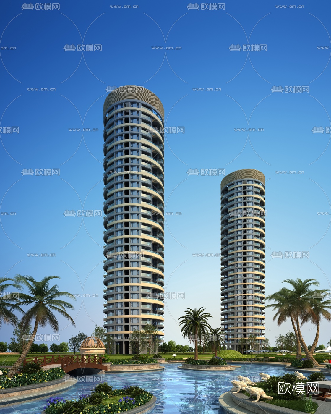 现代住宅小区建筑外观3d模型