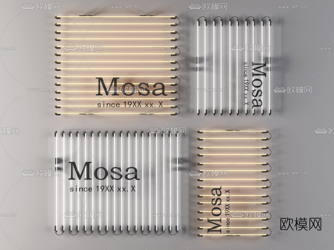 现代LOGO霓虹灯壁灯3D模型下载