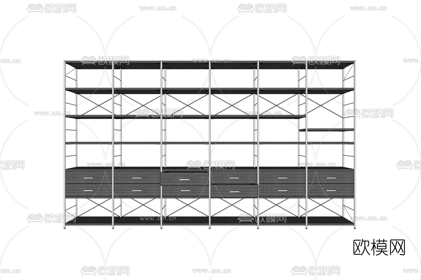 现代铁艺装饰架免费su模型下载