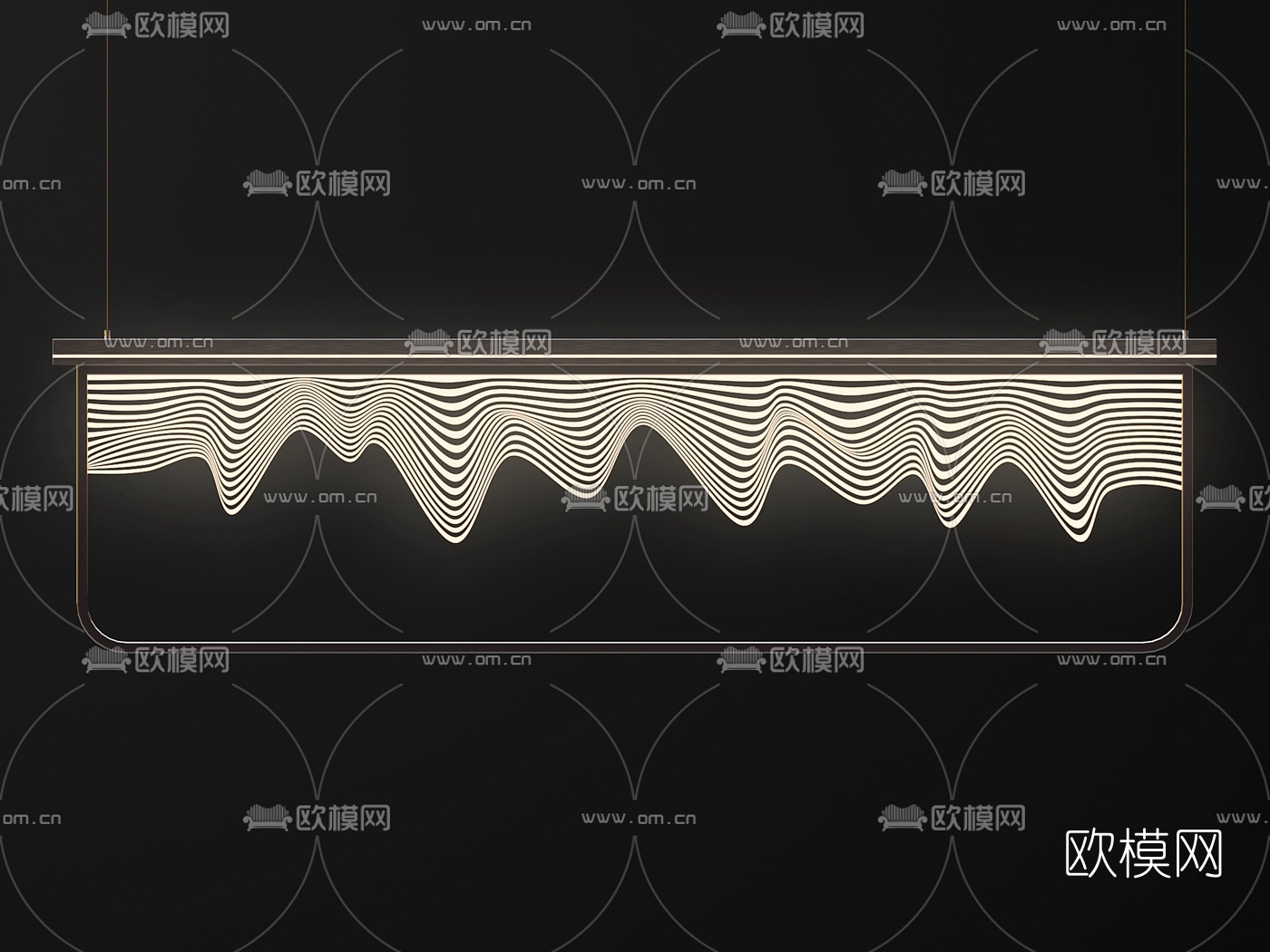 新中式山形装饰灯3d模型下载（渲染图1）