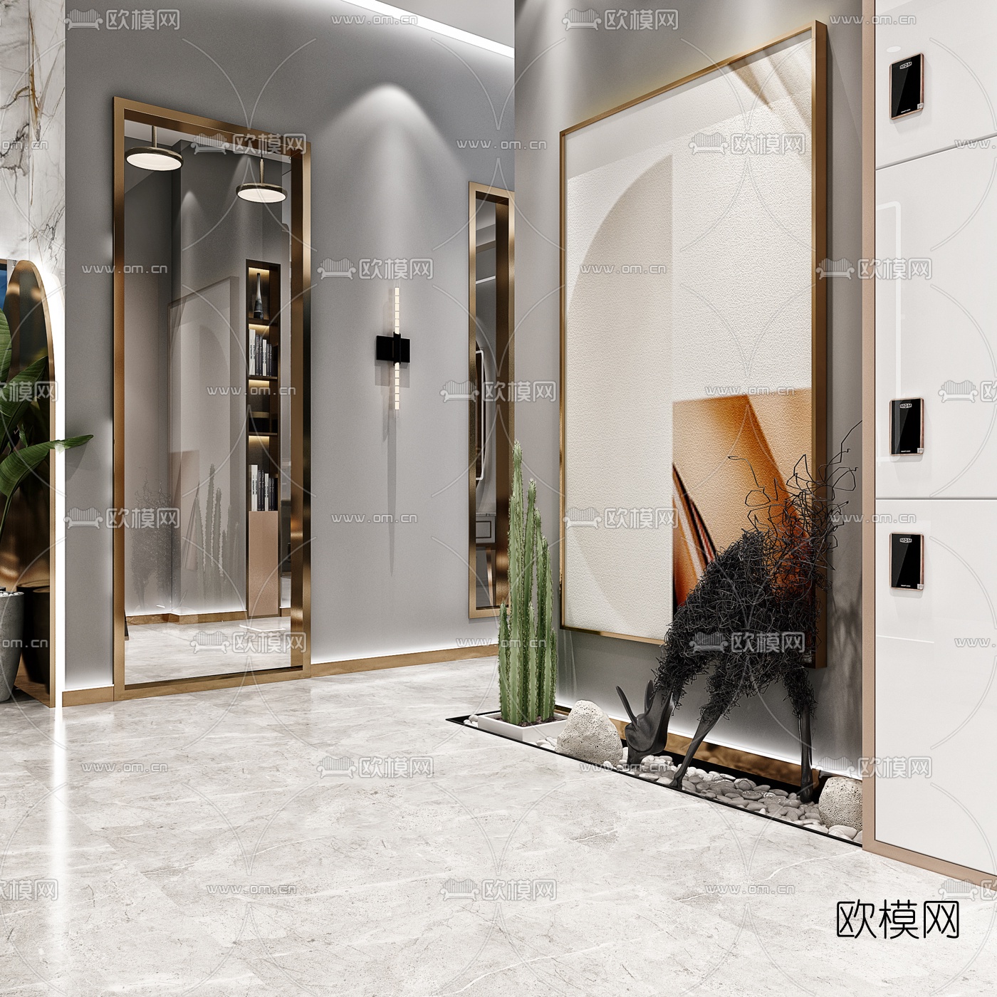 现代轻奢理发店3d模型