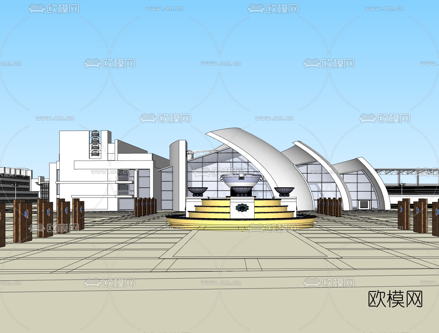 现代博物馆免费su模型下载