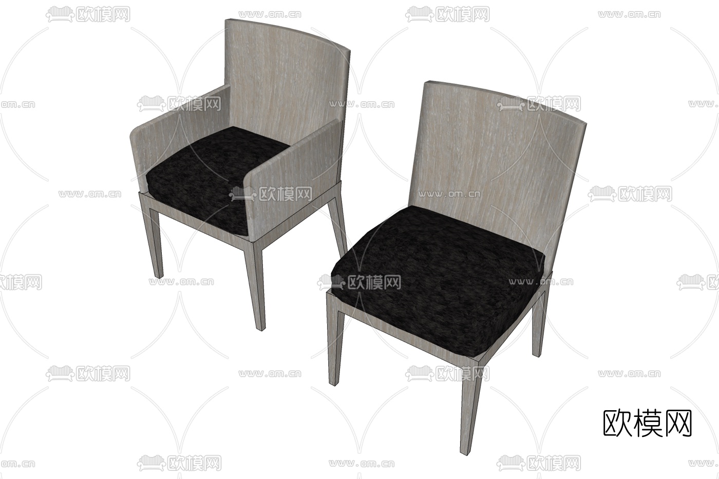现代实木单椅免费su模型下载
