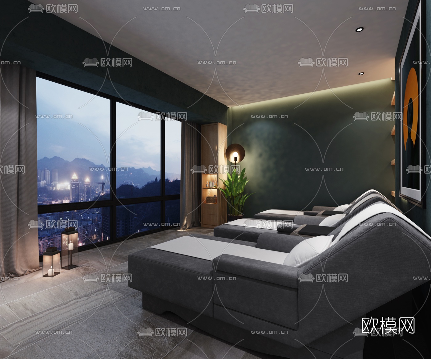 现代足疗店包间3d模型