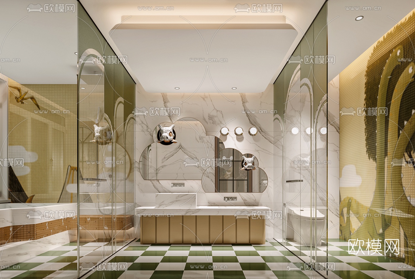 东南亚酒店客房套间3d模型下载（渲染图2）