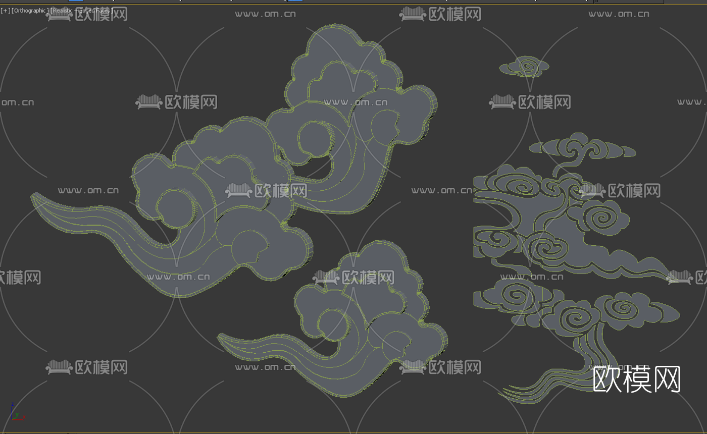 现代云纹挂件免费3d模型
