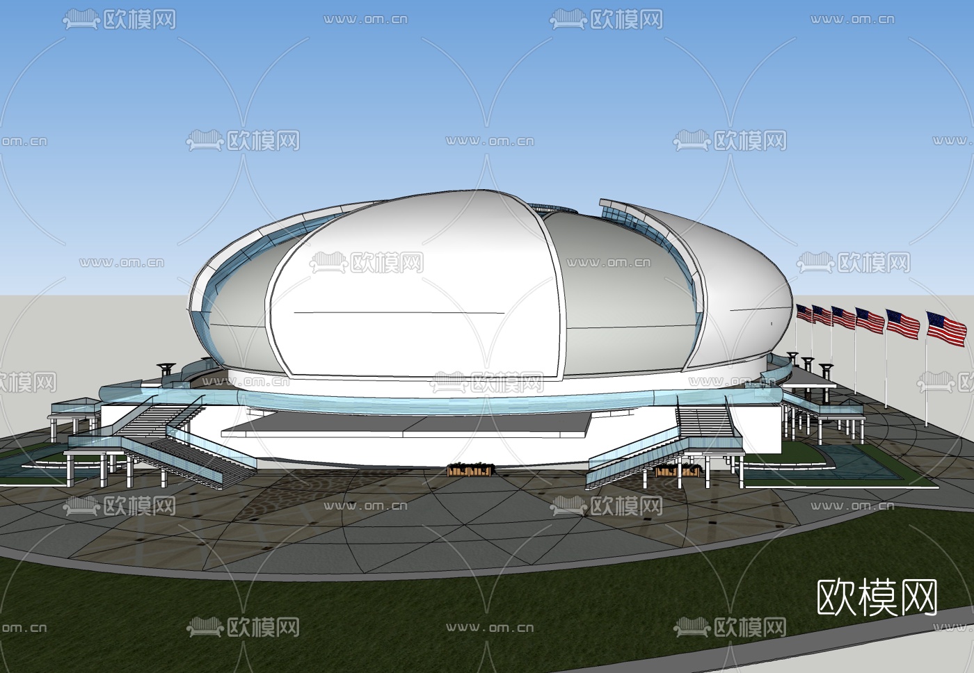 现代体育馆免费su模型下载