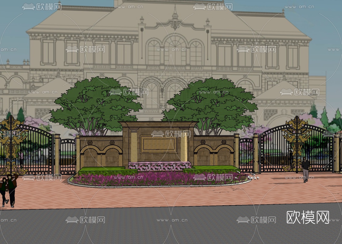 欧式别墅外观免费su模型下载