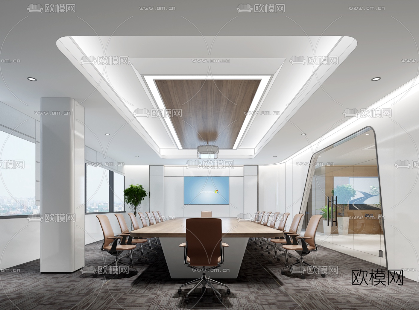 现代会议室免费3d模型下载_ID10144623_3dmax免费模型-欧模网