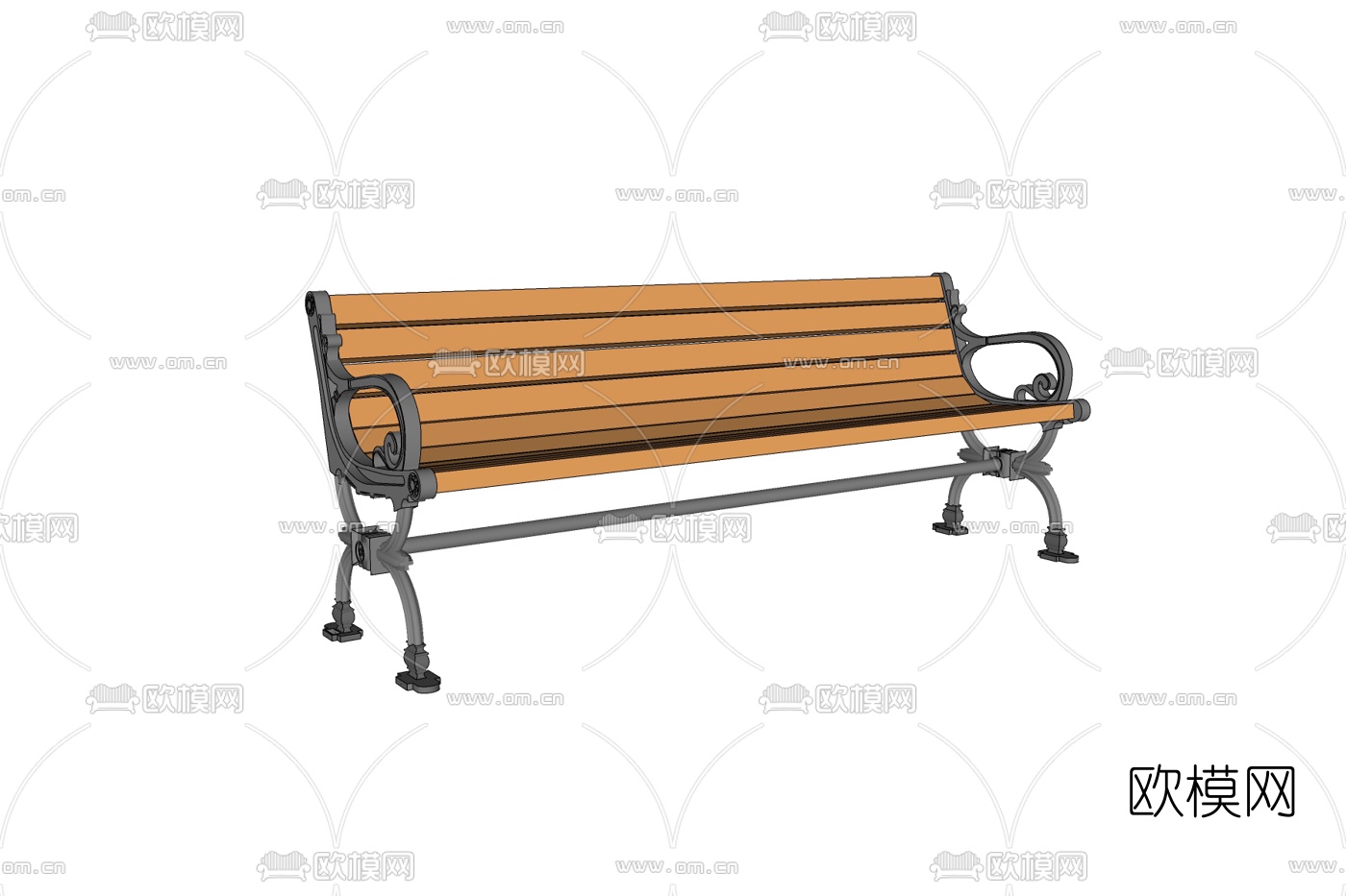 欧式实木户外椅免费su模型下载