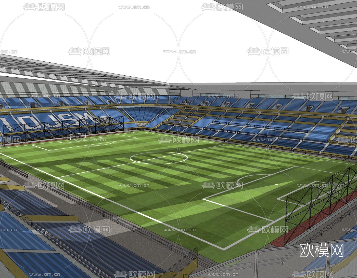 现代足球场免费su模型下载