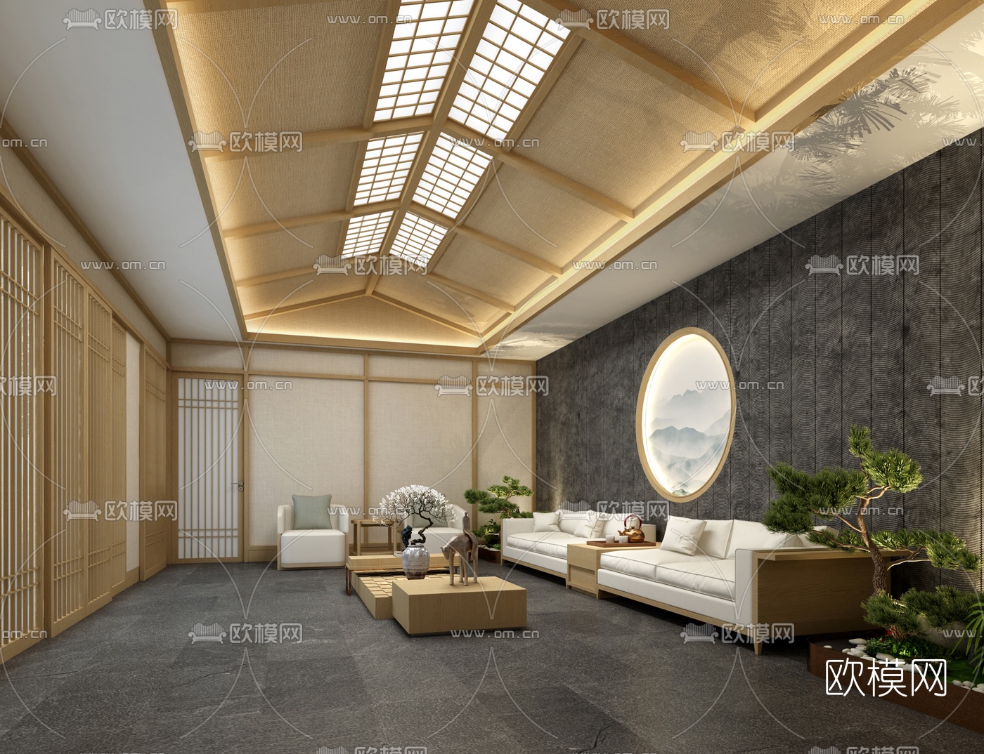 日式会客室免费3d模型-免费3dmax模型库-欧模网