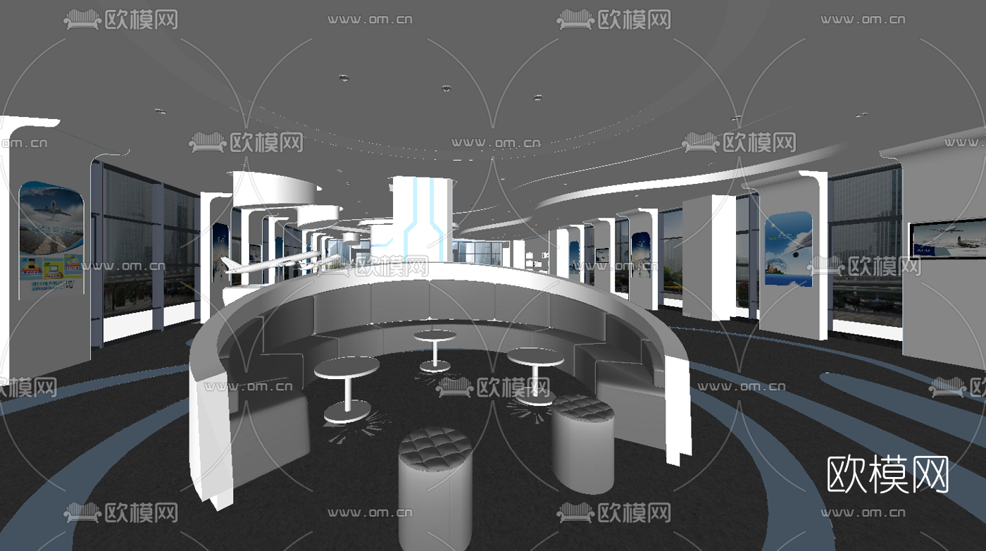 现代航空展厅su模型下载（渲染图4）