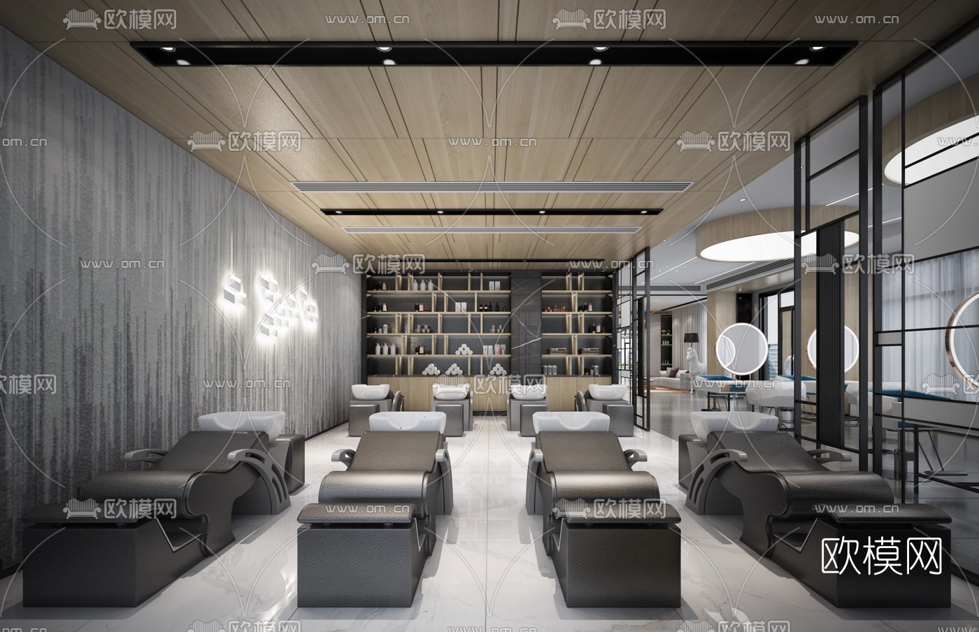 现代美容美发理发店3d模型