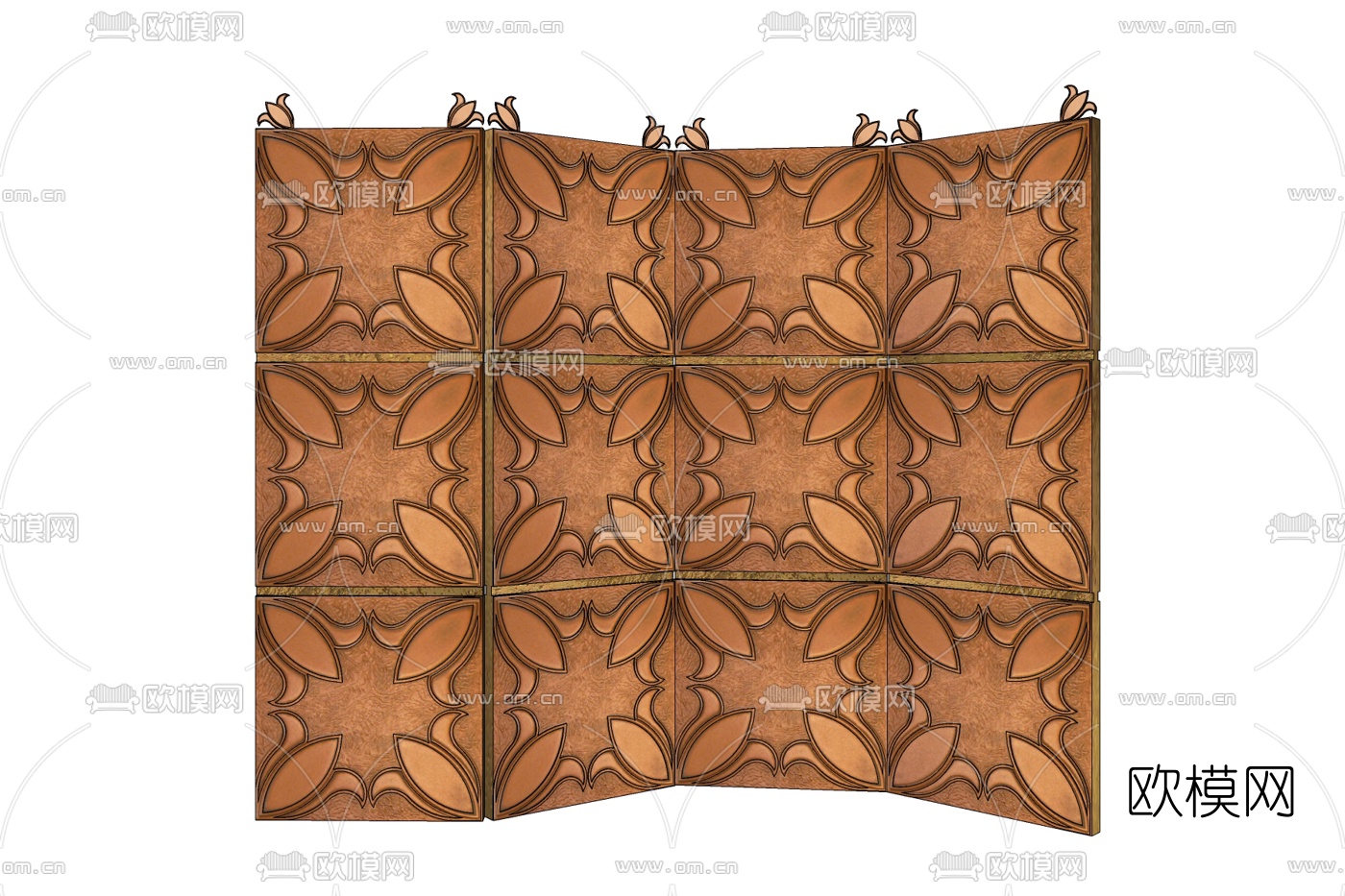 现代花纹隔断屏风免费su模型下载
