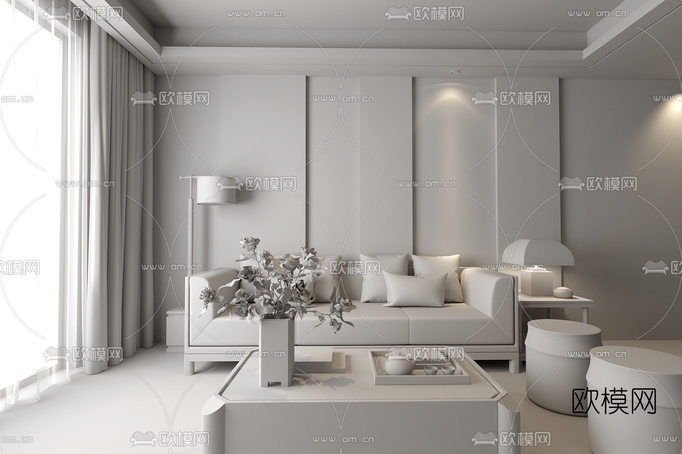 新中式组合沙发3d模型