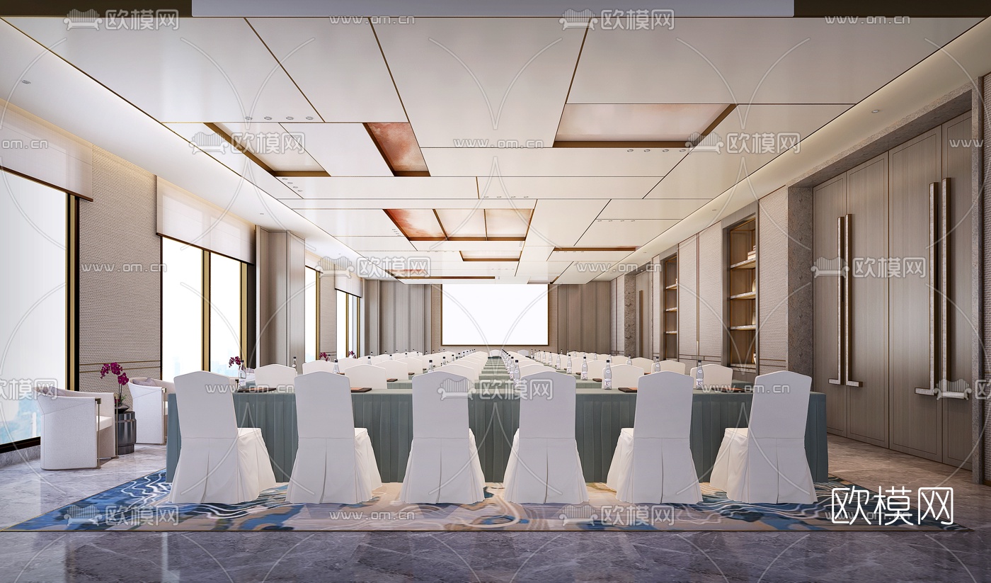 新中式大会议室3d模型