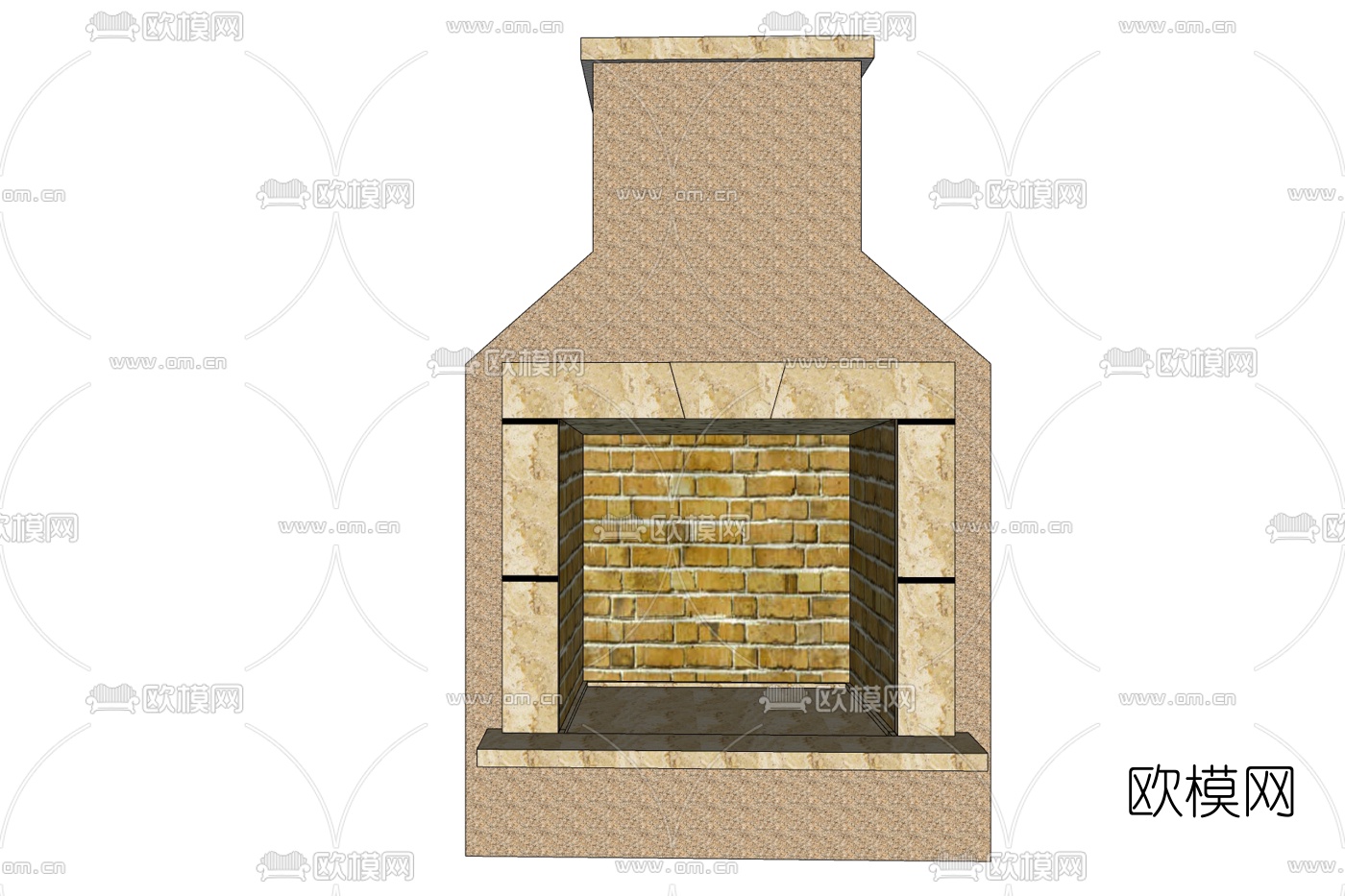 现代瓷砖壁炉免费su模型下载