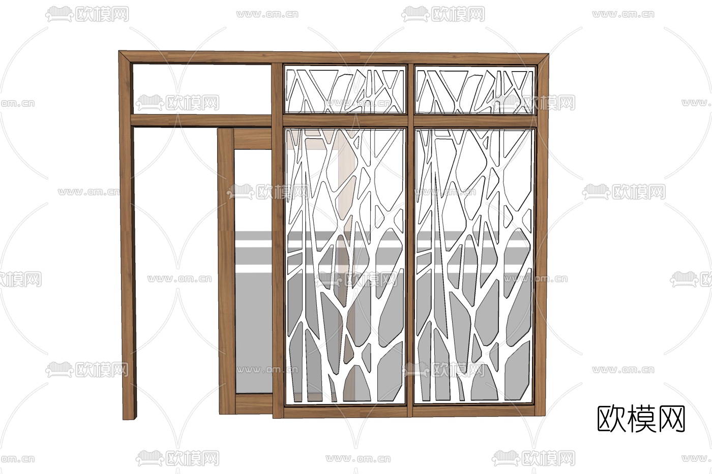 现代玻璃窗户免费su模型下载