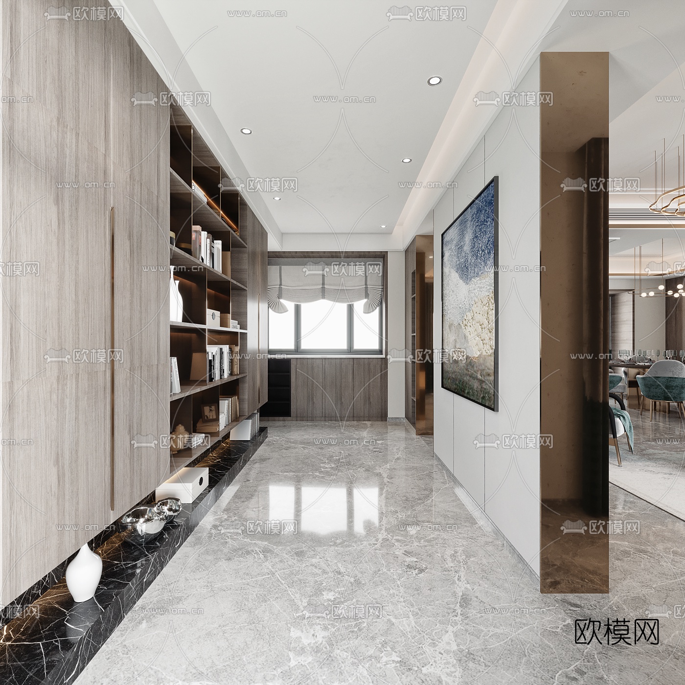 现代客厅餐厅玄关3d模型