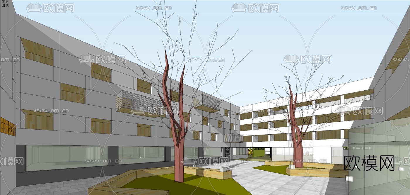 现代学校规划su模型下载（渲染图7）