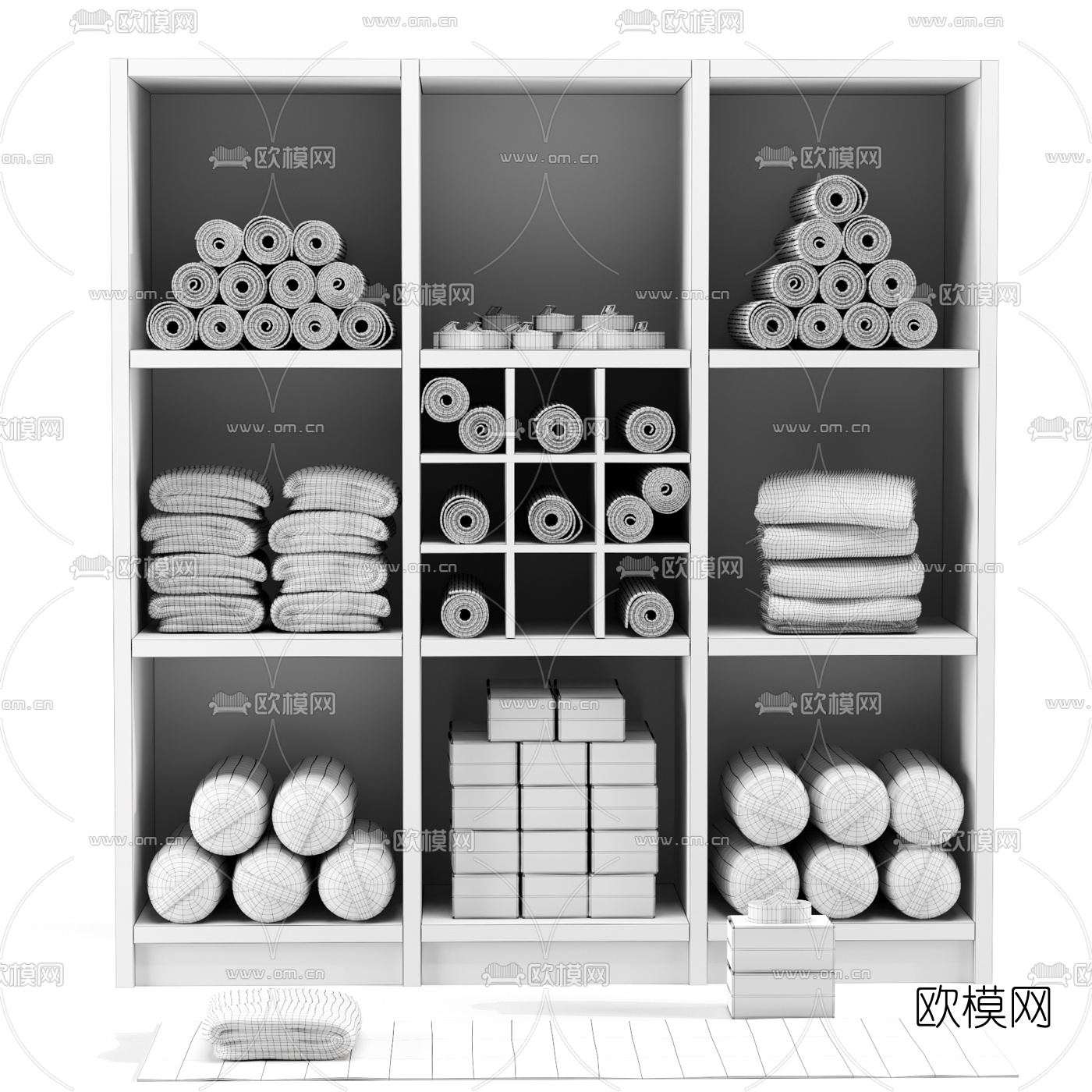 北欧瑜伽垫储藏柜3d模型下载（渲染图2）