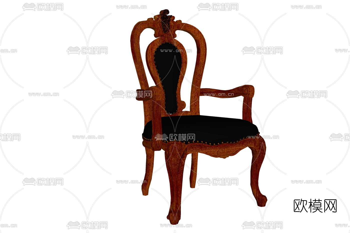 美式实木单椅免费su模型下载