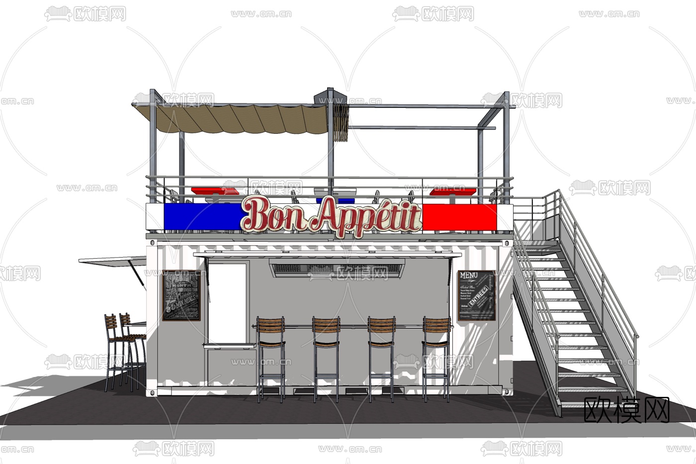 现代快餐店免费su模型下载