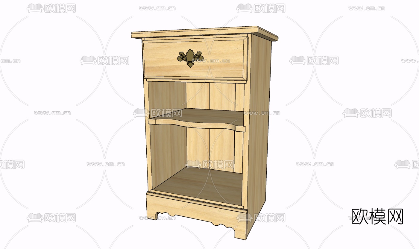 现代实木床头柜免费su模型下载
