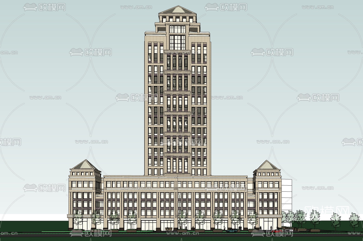 欧式商住综合楼免费su模型下载