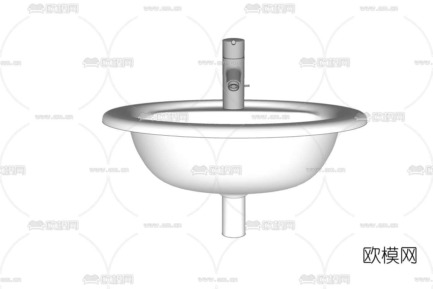 现代陶瓷洗手盆免费su模型下载