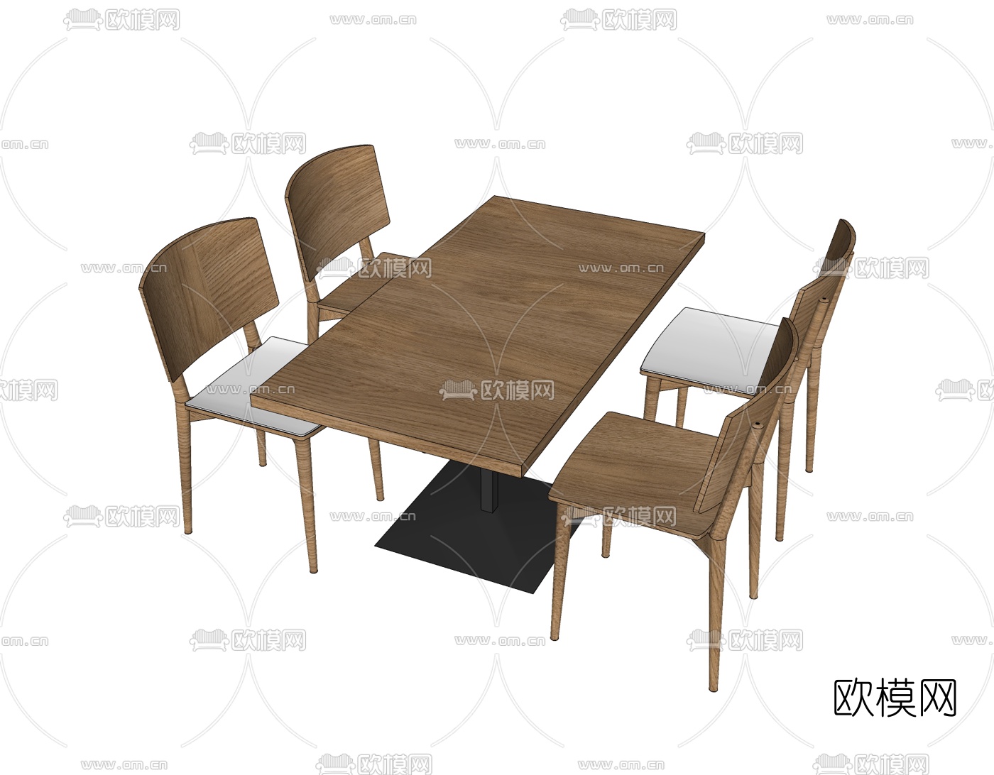 现代餐桌椅免费su模型下载