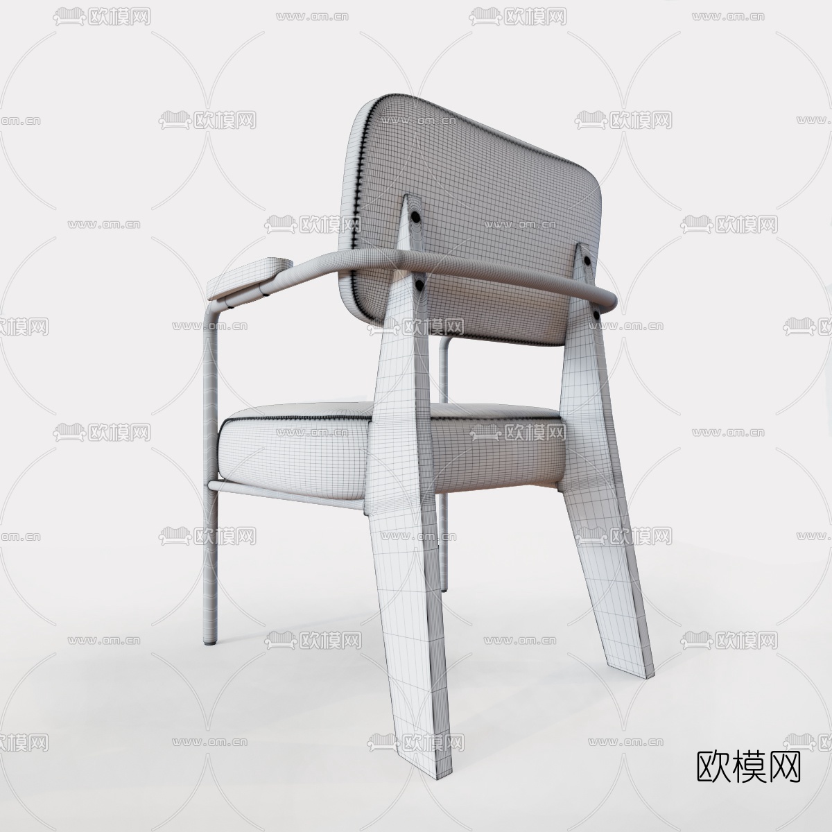 现代皮革单人椅3d模型下载（渲染图3）