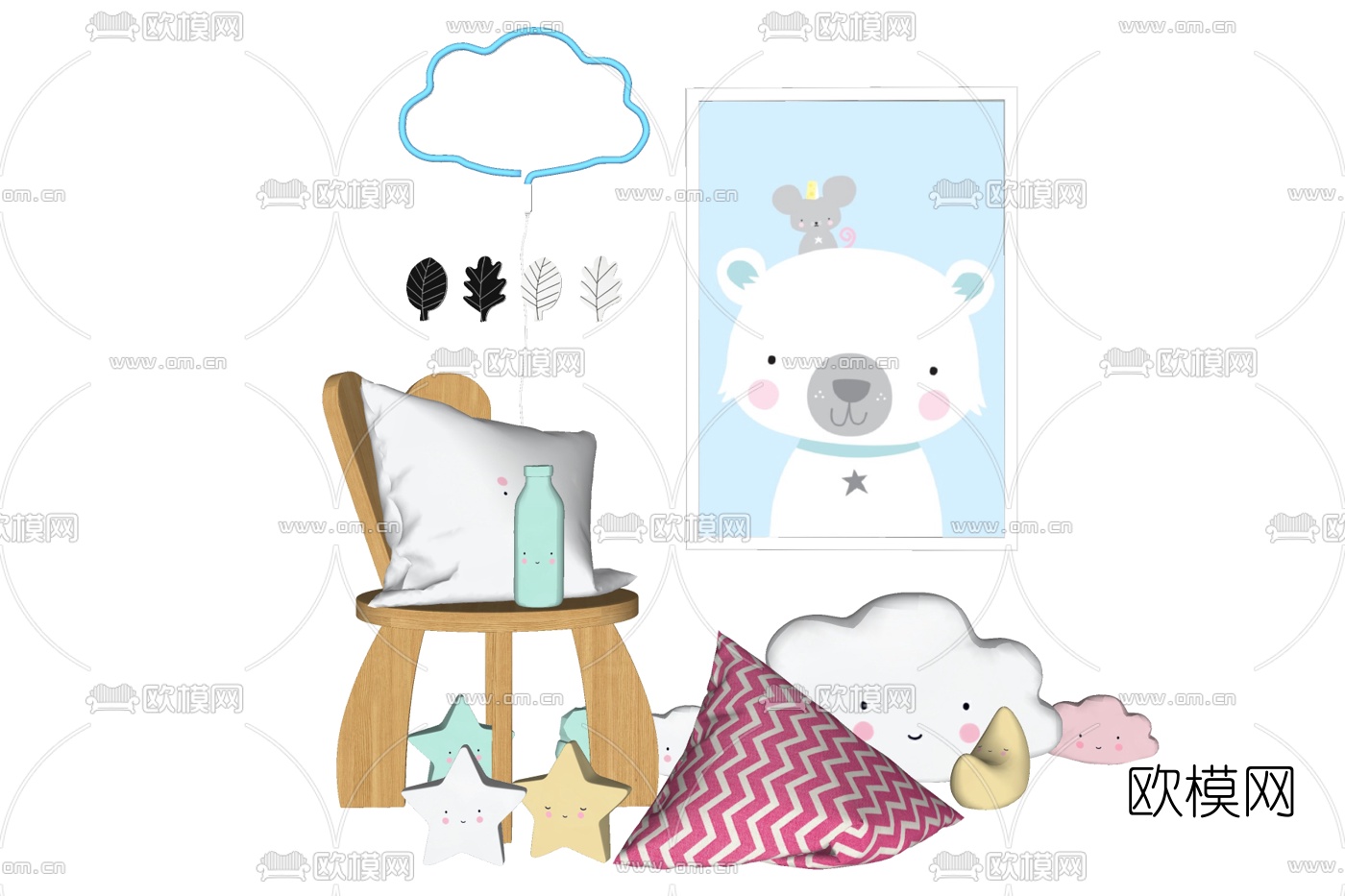 北欧儿童椅玩具免费su模型下载