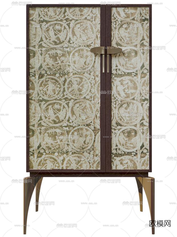 新古典实木装饰柜3d模型下载