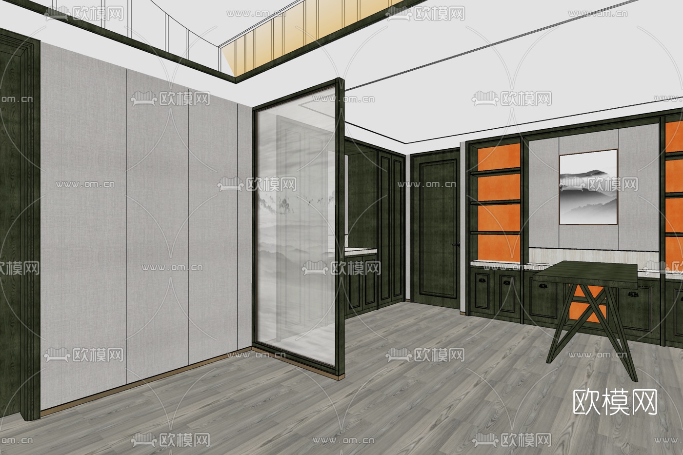 新中式餐厅免费su模型下载