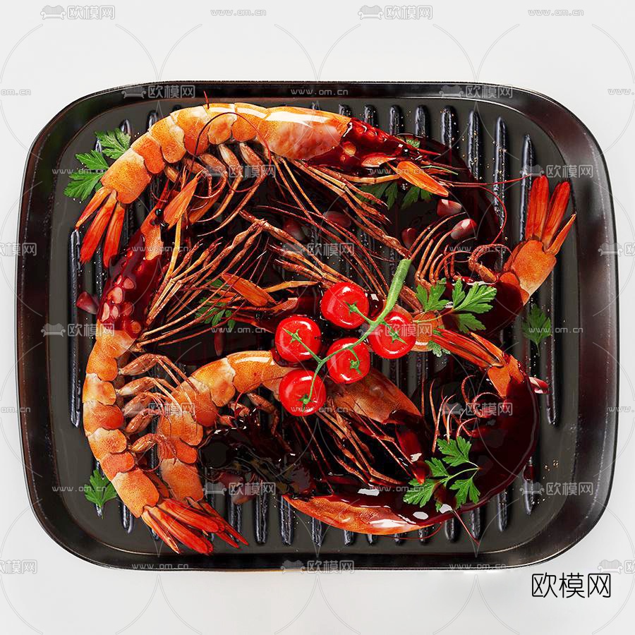 现代小龙虾食品3d模型
