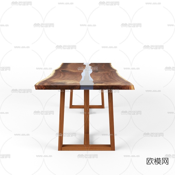 现代原木茶桌3d模型下载(渲染图3)