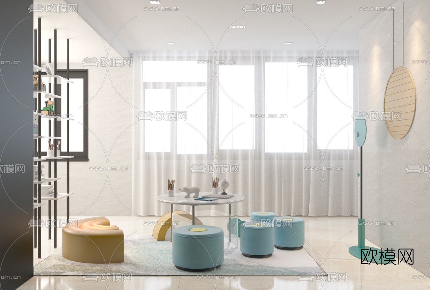 璞辉设计 现代儿童休闲桌椅3d模型下载