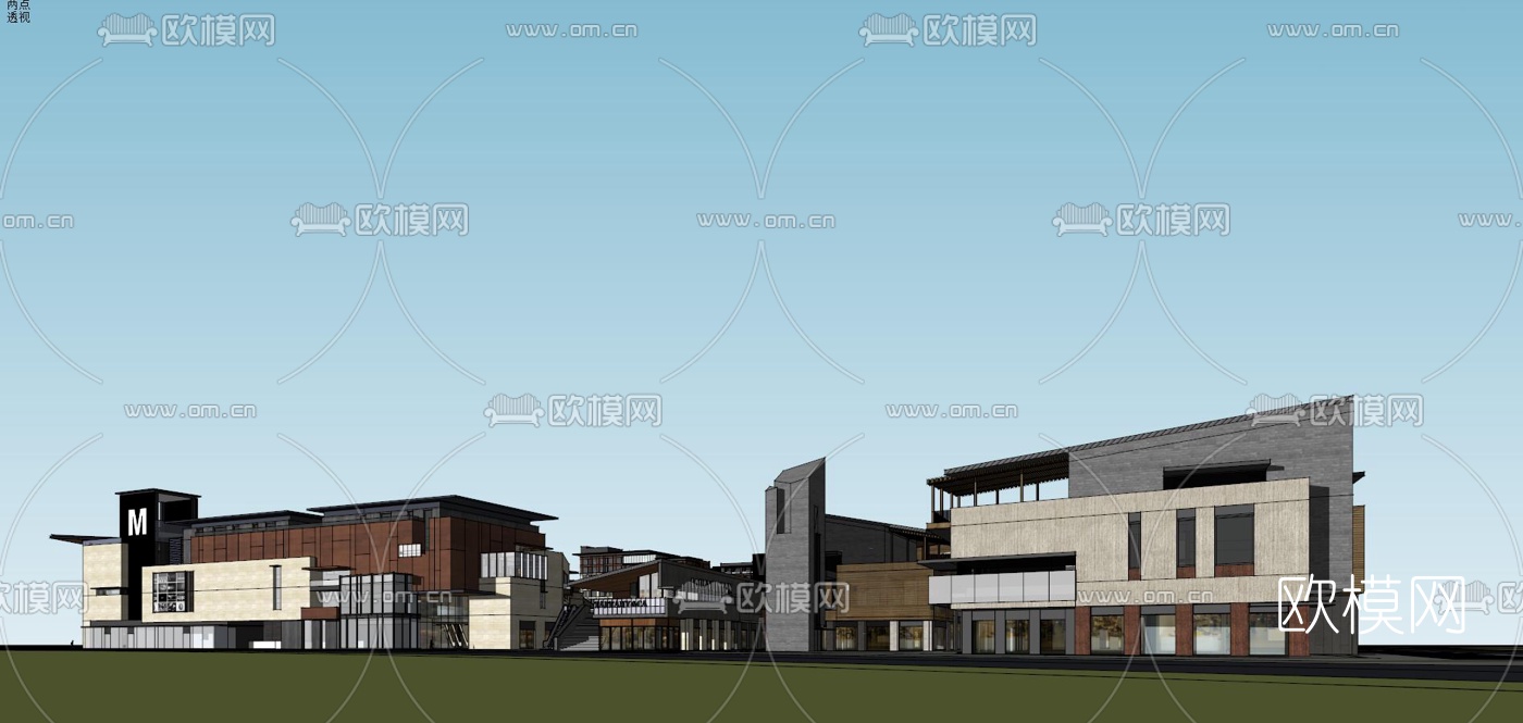 现代商业综合体su模型下载（渲染图5）