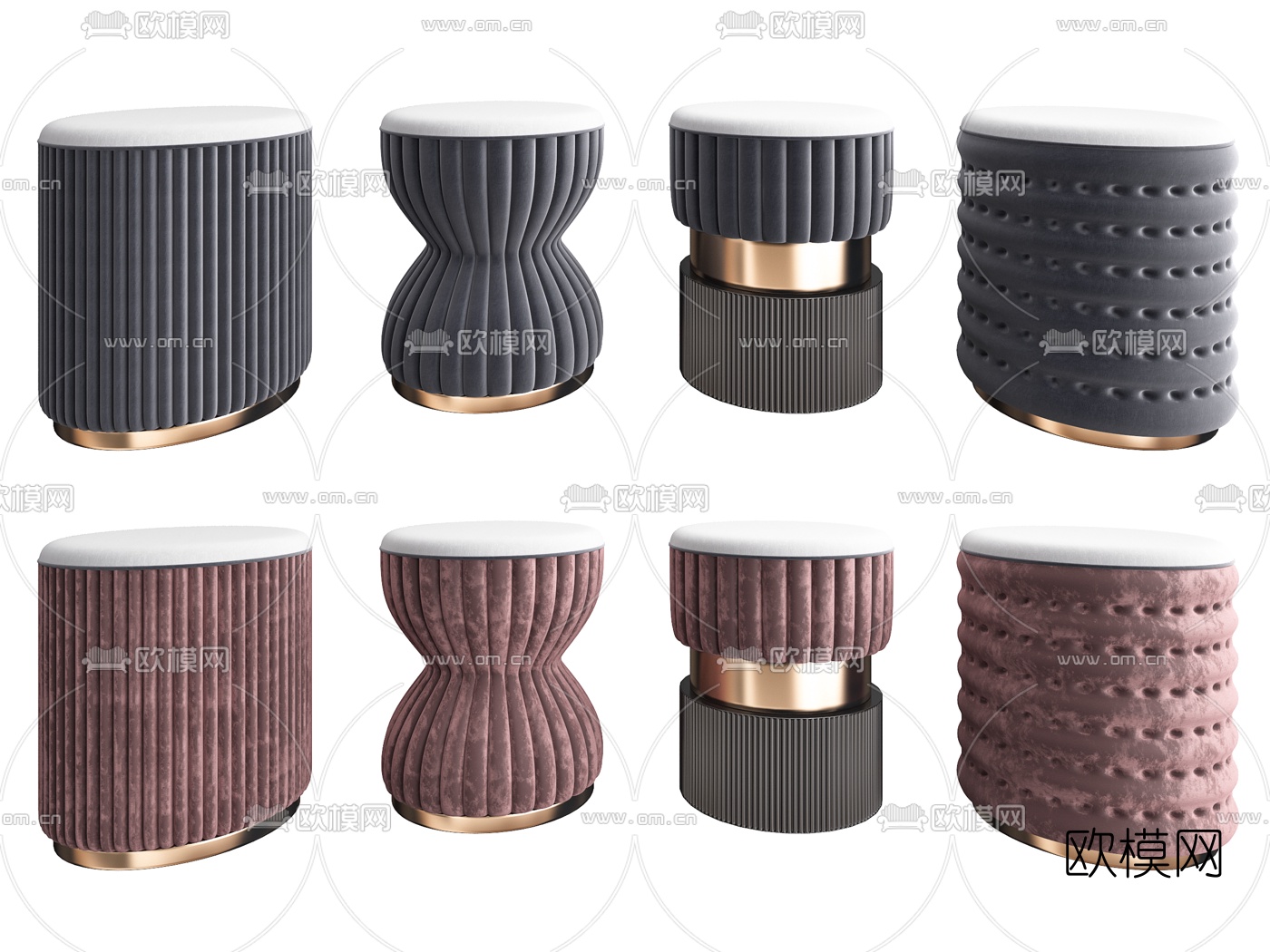 现代布艺矮凳3d模型下载