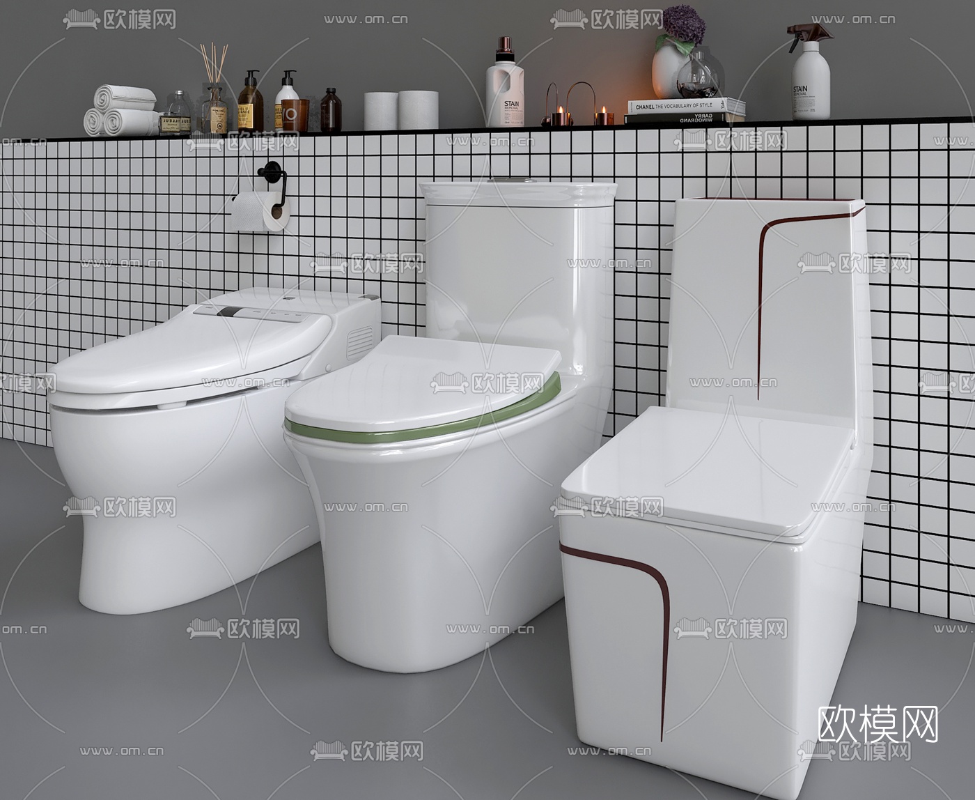 现代马桶坐便器3d模型下载（渲染图2）