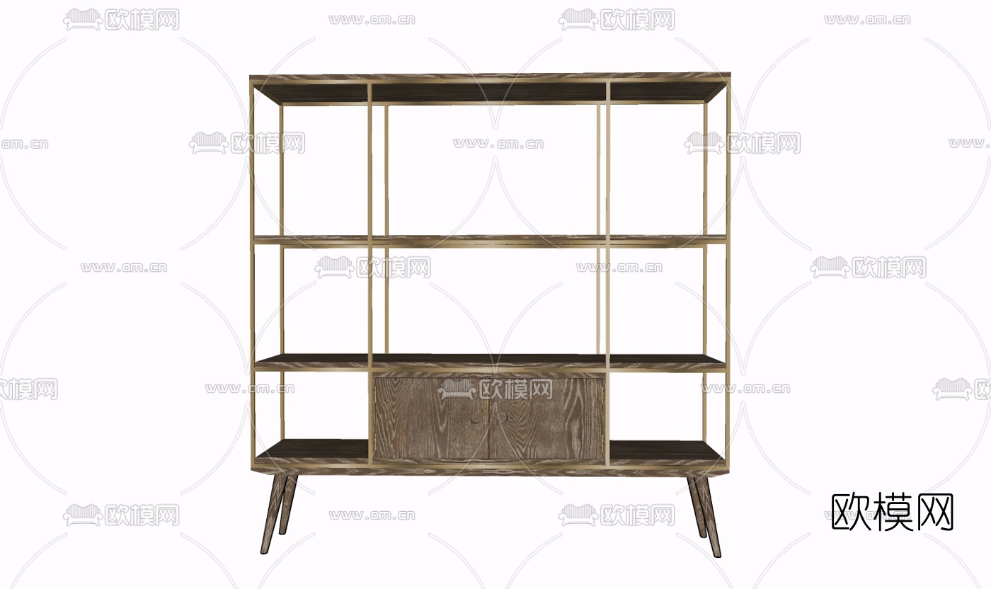 现代实木货架免费su模型下载