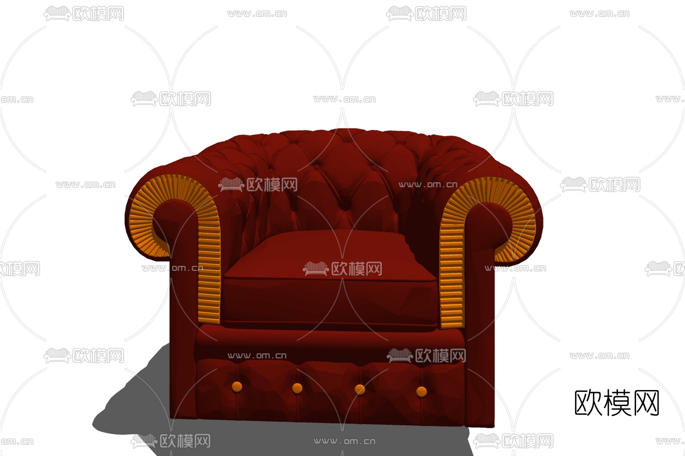 欧式布艺单人沙发免费su模型下载