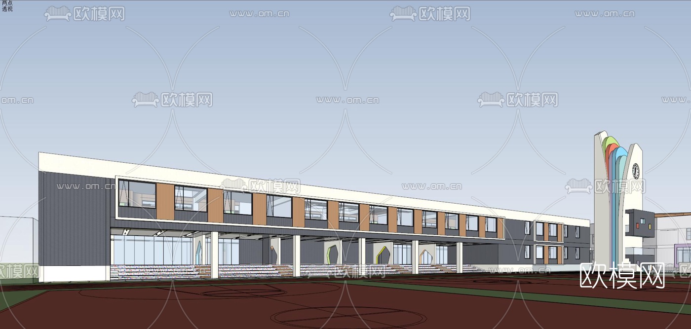 现代学校规划su模型下载（渲染图1）