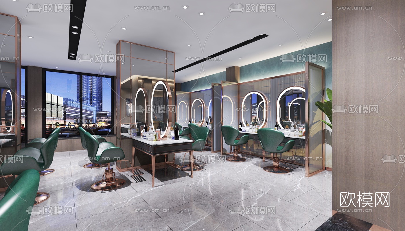 现代轻奢理发店3d模型