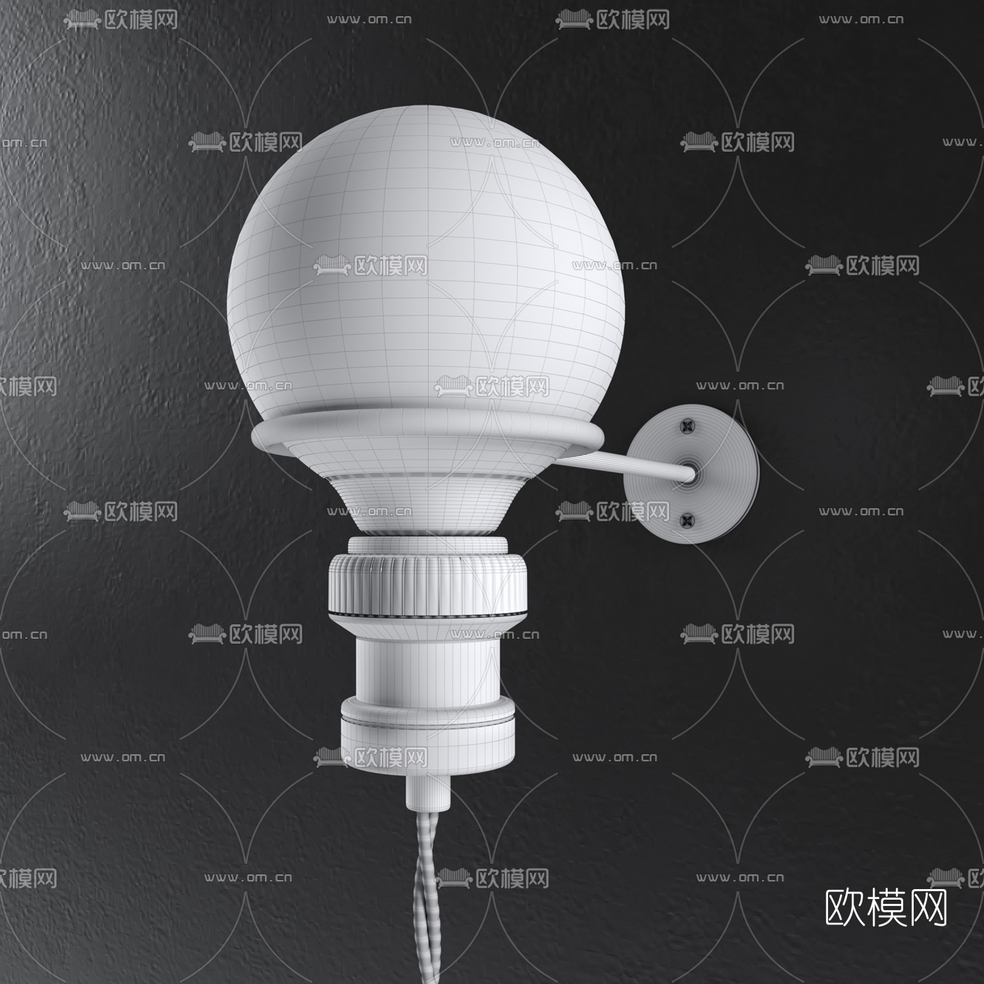 现代金属灯泡壁灯3d模型