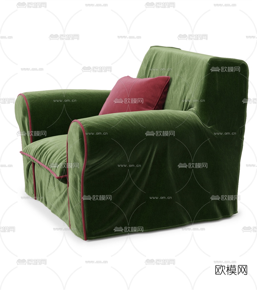 简欧布艺休闲沙发3d模型下载（渲染图4）